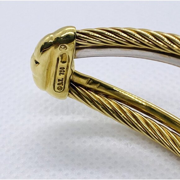 David Yurman 18K 750 Crossover Diamond Cuff Bracelet 7.5" - Picture 14 of 16